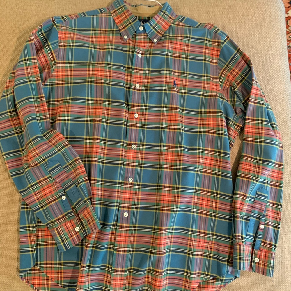 Men’s plaid button down shirt. Ralph Lauren. L